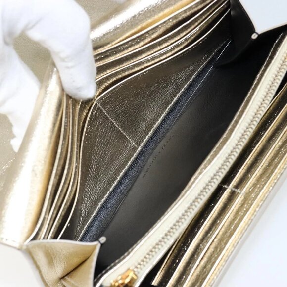 Authentic SAINT LAURENT Leather Gold Tone Wallet bst339-121825 - Picture 14 of 16